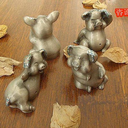 俄羅斯工藝品錫豬小號四只家居臥室擺件紀念品精美絕倫四只一套0150圖片大全 郵樂官方網站